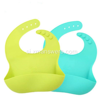 නොමිලේ සිලිකොන් ළදරු ජල ආරක්ෂිත බාල්දිය Bib Teether ඉවත් කළ හැකිය